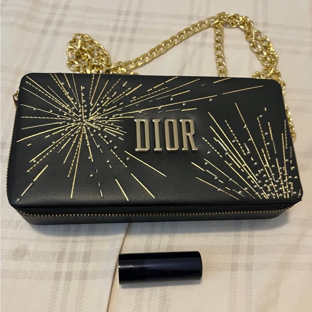 Dior Black Crossbody Bag with Gold Starburst Details - Dior Beauty Bag Converted